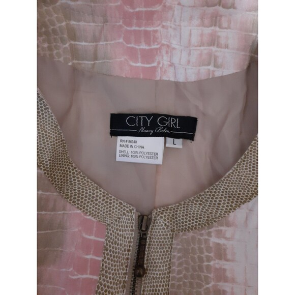 City Girl 2 Pc Women's set Jacket & Blouse Snake Print Pink Multi Color Sz Large - Picture 11 of 11